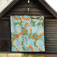 Aloha Festive Hawaii Quilt Mokihana - Maile and Ilima on Turquoise - Polynesian Pride
