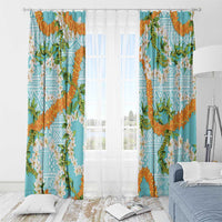 Aloha Festive Hawaii Window Curtain Mokihana - Maile and Ilima on Turquoise - Polynesian Pride