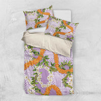 Aloha Festive Hawaii Bedding Set Mokihana - Maile and Ilima on Lilac - Polynesian Pride