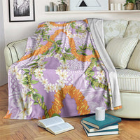 Aloha Festive Hawaii Blanket Mokihana - Maile and Ilima on Lilac - Polynesian Pride