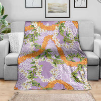 Aloha Festive Hawaii Blanket Mokihana - Maile and Ilima on Lilac - Polynesian Pride