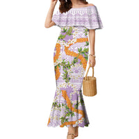 Aloha Festive Hawaii Family Matching Mermaid Dress and Hawaiian Shirt Mokihana - Maile and Ilima on Lilac - Polynesian Pride
