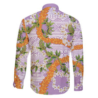 Aloha Festive Hawaii Family Matching Tank Maxi Dress and Hawaiian Shirt Mokihana - Maile and Ilima on Lilac - Polynesian Pride