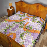 Aloha Festive Hawaii Quilt Mokihana - Maile and Ilima on Lilac - Polynesian Pride