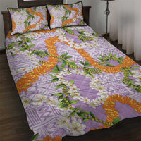 Aloha Festive Hawaii Quilt Bed Set Mokihana - Maile and Ilima on Lilac - Polynesian Pride