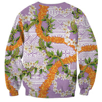 Aloha Festive Hawaii Sweatshirt Mokihana - Maile and Ilima on Lilac - Polynesian Pride