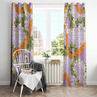 Aloha Festive Hawaii Window Curtain Mokihana - Maile and Ilima on Lilac - Polynesian Pride