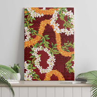 Aloha Festive Hawaii Canvas Wall Art Mokihana - Maile and Ilima on Crimson - Polynesian Pride