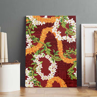 Aloha Festive Hawaii Canvas Wall Art Mokihana - Maile and Ilima on Crimson - Polynesian Pride