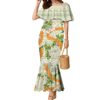Aloha Festive Hawaii Family Matching Mermaid Dress and Hawaiian Shirt Mokihana - Maile Leis in Muted Summer - Polynesian Pride