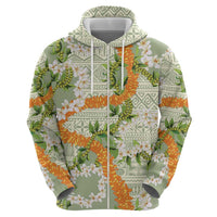 Aloha Festive Hawaii Hoodie Mokihana - Maile Leis in Muted Summer - Polynesian Pride