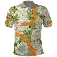 Aloha Festive Hawaii Polo Shirt Mokihana - Maile Leis in Muted Summer - Polynesian Pride