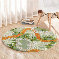 Aloha Festive Hawaii Round Carpet Mokihana - Maile Leis in Muted Summer - Polynesian Pride