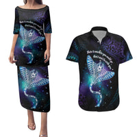 Polynesian Tala Manta Ray Couples Matching Puletasi and Hawaiian Shirt Nowhere You Could Go That I Won't Be With You - Polynesian Pride