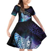 Polynesian Tala Manta Ray Family Matching Off Shoulder Short Dress and Hawaiian Shirt Nowhere You Could Go That I Won't Be With You - Polynesian Pride