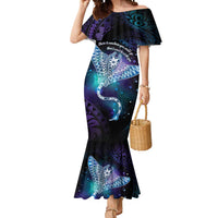 Polynesian Tala Manta Ray Mermaid Dress Nowhere You Could Go That I Won't Be With You LT7 Women Purple Teal - Polynesian Pride