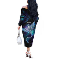 Polynesian Tala Manta Ray Off The Shoulder Long Sleeve Dress Nowhere You Could Go That I Won't Be With You - Polynesian Pride
