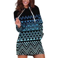 Maori Niho Taniwha Te Wheiao Hoodie Dress Moana Blue - Polynesian Pride