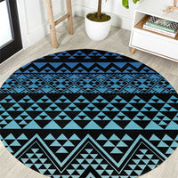 Maori Niho Taniwha Te Wheiao Round Carpet Moana Blue - Polynesian Pride