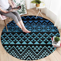 Maori Niho Taniwha Te Wheiao Round Carpet Moana Blue - Polynesian Pride
