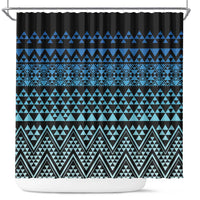 Maori Niho Taniwha Te Wheiao Shower Curtain Moana Blue - Polynesian Pride