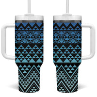 Maori Niho Taniwha Te Wheiao Tumbler With Handle Moana Blue - Polynesian Pride