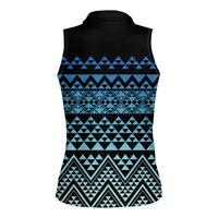 Maori Niho Taniwha Te Wheiao Women Sleeveless Polo Shirt Moana Blue - Polynesian Pride