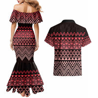 Maori Niho Taniwha Te Wheiao Couples Matching Mermaid Dress and Hawaiian Shirt Terracotta - Polynesian Pride