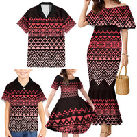 Maori Niho Taniwha Te Wheiao Family Matching Mermaid Dress and Hawaiian Shirt Terracotta LT7 - Polynesian Pride