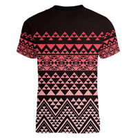 Maori Niho Taniwha Te Wheiao Women V-Neck T-Shirt Terracotta LT7 - Polynesian Pride
