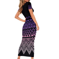 Maori Niho Taniwha Te Wheiao Family Matching Short Sleeve Bodycon Dress and Hawaiian Shirt Waiporoporo LT7 - Polynesian Pride