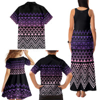 Maori Niho Taniwha Te Wheiao Family Matching Tank Maxi Dress and Hawaiian Shirt Waiporoporo - Polynesian Pride