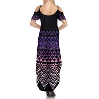 Maori Niho Taniwha Te Wheiao Summer Maxi Dress Waiporoporo - Polynesian Pride