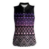 Maori Niho Taniwha Te Wheiao Women Sleeveless Polo Shirt Waiporoporo - Polynesian Pride