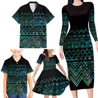 Maori Niho Taniwha Te Wheiao Family Matching Long Sleeve Bodycon Dress and Hawaiian Shirt Paua Shell LT7 - Polynesian Pride