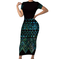 Maori Niho Taniwha Te Wheiao Family Matching Short Sleeve Bodycon Dress and Hawaiian Shirt Paua Shell LT7 Mom's Dress Colorful - Polynesian Pride