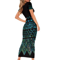 Maori Niho Taniwha Te Wheiao Family Matching Short Sleeve Bodycon Dress and Hawaiian Shirt Paua Shell LT7 - Polynesian Pride