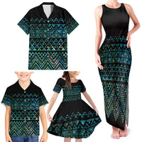 Maori Niho Taniwha Te Wheiao Family Matching Tank Maxi Dress and Hawaiian Shirt Paua Shell - Polynesian Pride