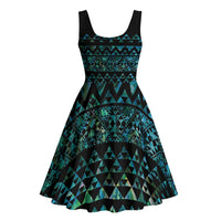 Maori Niho Taniwha Te Wheiao Midi Dress Paua Shell - Polynesian Pride