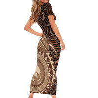 Papua New Guinea Oro Tapa Motif Family Matching Short Sleeve Bodycon Dress and Hawaiian Shirt Classic LT7 - Polynesian Pride