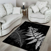 New Zealand Lawn Bowls Personalized Area Rug Wrap-Around Silver Fern - Polynesian Pride