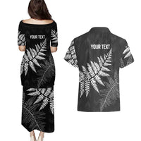 New Zealand Lawn Bowls Personalized Couples Matching Puletasi and Hawaiian Shirt Wrap-Around Silver Fern - Polynesian Pride