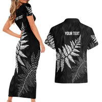 New Zealand Lawn Bowls Personalized Couples Matching Short Sleeve Bodycon Dress and Hawaiian Shirt Wrap-Around Silver Fern - Polynesian Pride