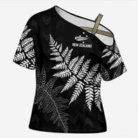 New Zealand Lawn Bowls Personalized Cross Shoulder Shirt Wrap-Around Silver Fern - Polynesian Pride