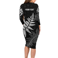 New Zealand Lawn Bowls Personalized Family Matching Long Sleeve Bodycon Dress and Hawaiian Shirt Wrap-Around Silver Fern LT7 - Polynesian Pride