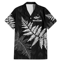 New Zealand Lawn Bowls Personalized Family Matching Mermaid Dress and Hawaiian Shirt Wrap-Around Silver Fern LT7 Dad's Shirt - Short Sleeve Black - Polynesian Pride