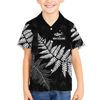 New Zealand Lawn Bowls Personalized Family Matching Mermaid Dress and Hawaiian Shirt Wrap-Around Silver Fern LT7 Son's Shirt Black - Polynesian Pride
