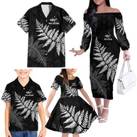 New Zealand Lawn Bowls Personalized Family Matching Off The Shoulder Long Sleeve Dress and Hawaiian Shirt Wrap-Around Silver Fern LT7 - Polynesian Pride