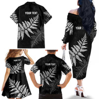 New Zealand Lawn Bowls Personalized Family Matching Off The Shoulder Long Sleeve Dress and Hawaiian Shirt Wrap-Around Silver Fern LT7 - Polynesian Pride