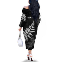 New Zealand Lawn Bowls Personalized Family Matching Off The Shoulder Long Sleeve Dress and Hawaiian Shirt Wrap-Around Silver Fern LT7 - Polynesian Pride